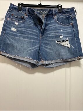 American Eagle Outfitters Distressed Medium Blue Denim Shorts